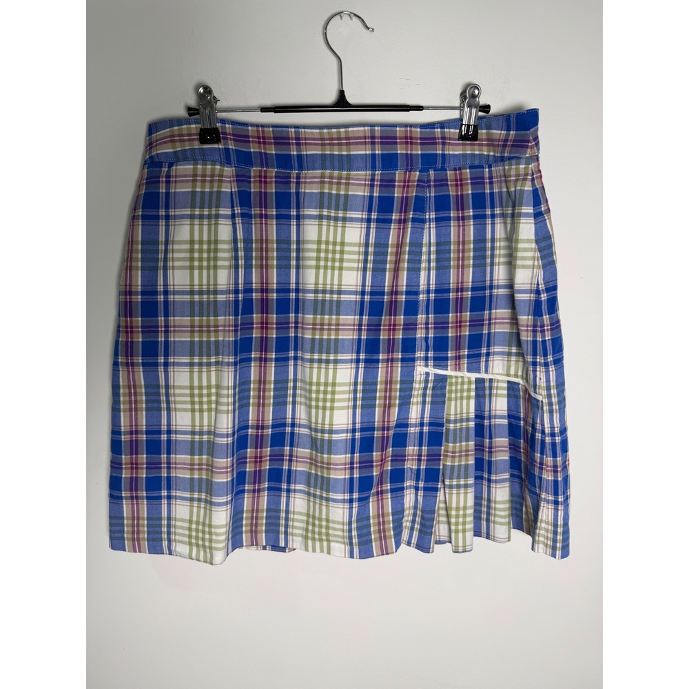 Peter Millar‎ Womens Plaid Golf Skort Blue Green Purple Pleated Skirt Size 12
